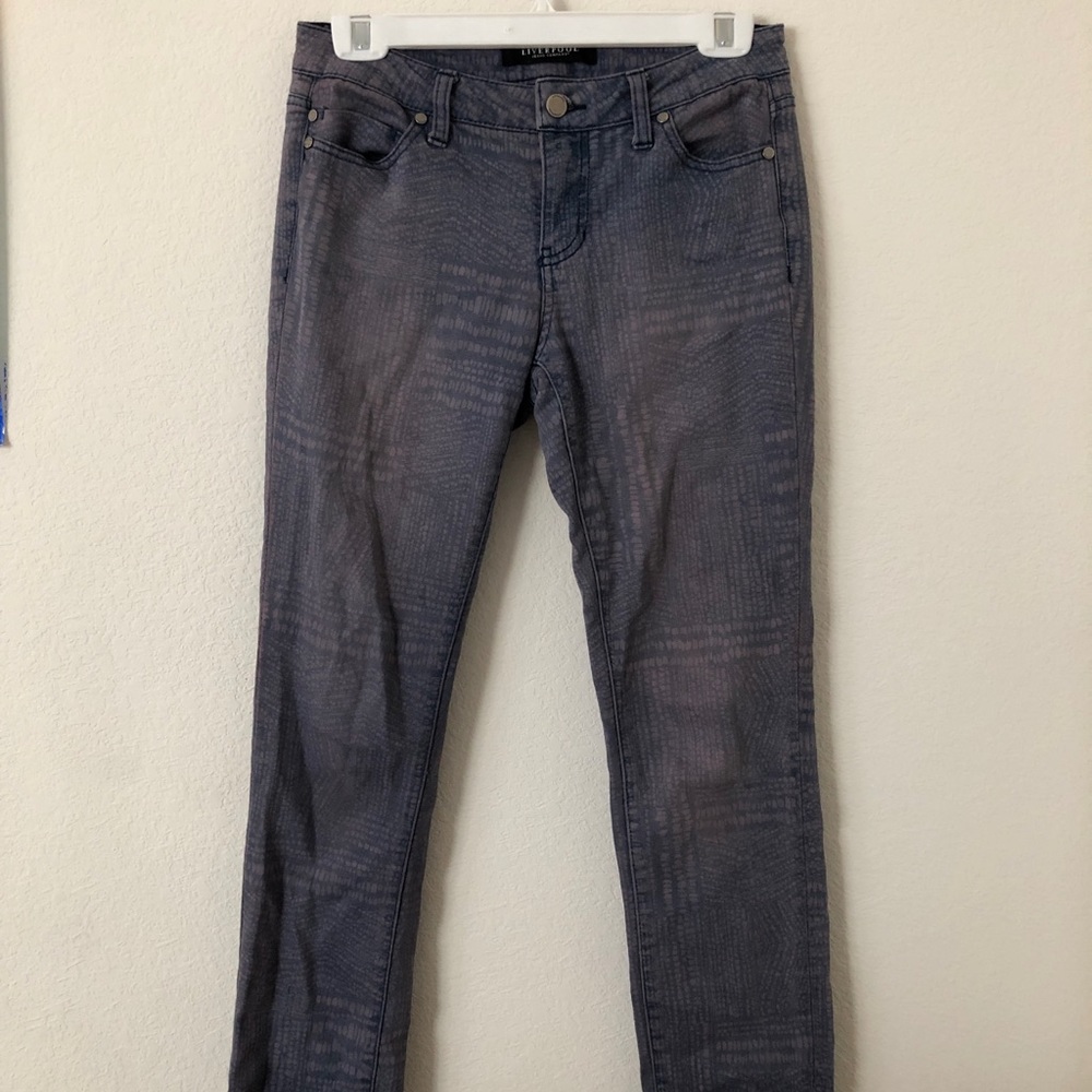 Blue and Pink Crocodile Print Liverpool Jeans 6